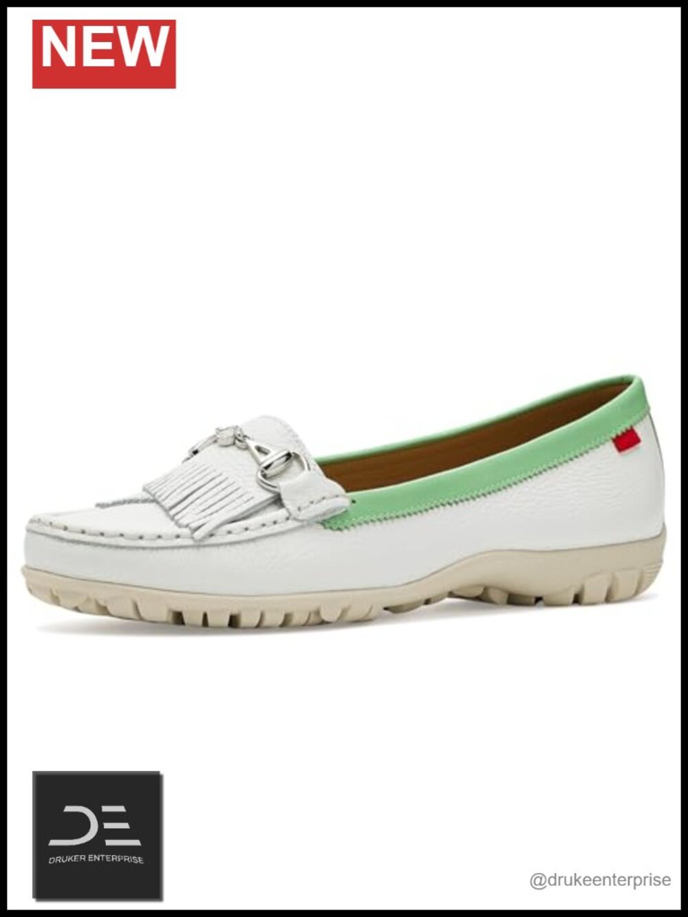 Women's Leather Golf Shoes Soft Spike Loafers Round Toe Flat Heel